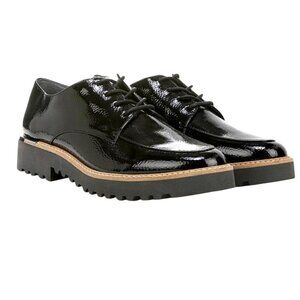 Franco Sarto NWOT Charles Crinkle Black Faux Patent Leather Oxford Shoes Size 7